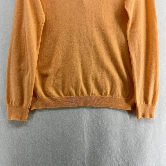 Talbots Cardigan Womens Sz M Orange Sweater Ruffle V Neck Wool Blended Button Up - Picture 9 of 12
